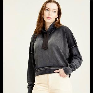 NWT $78 Free People Movement Lara Pullover Crop Sweatshirt Top Black L Large